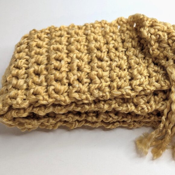 Holiday Gold Scarf 79x5 Long Chunky Handmade Crochet Hand Knit Warm Winter NWT - Picture 3 of 10